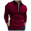 Men's Fashion Zipper Stitched T-Shirt Long Sleeve Lapel Pullover Top Blouse