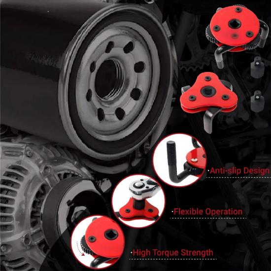 Auto Oil Three-claw Filter Wrench Oil Compartment Disassembly and Assembly Adjustable Disassembly Anti-skid Oil Filter Tool