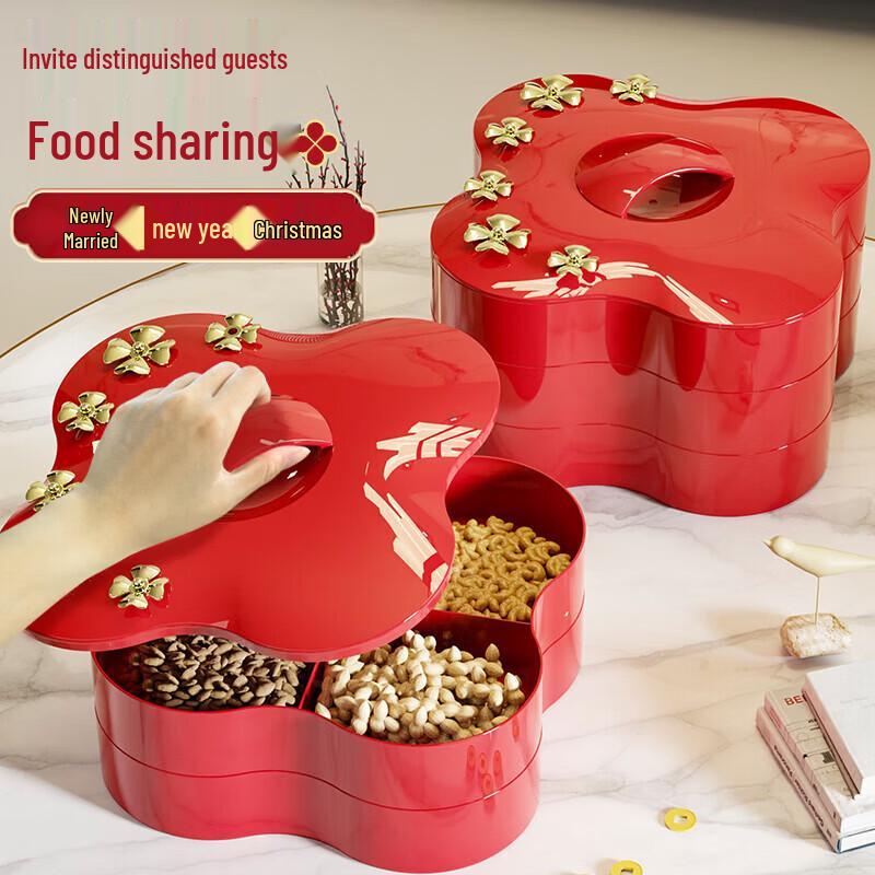 Ningzhao Scalloped Four-Compartment Dry Fruit Plate with Dust Cover