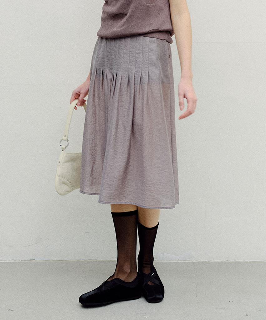 Enor Sheer Tencel Midi Skirt - Gray