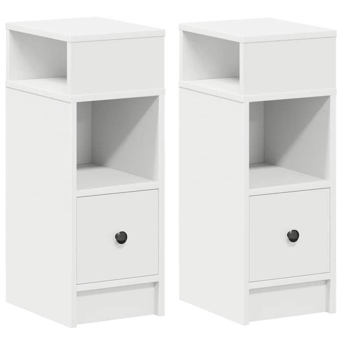 VidaXL Bedside Tables 2 Pcs with Drawer White 25x31x66 Cm, Side Table, Nightstand, Accent Table for the 858615