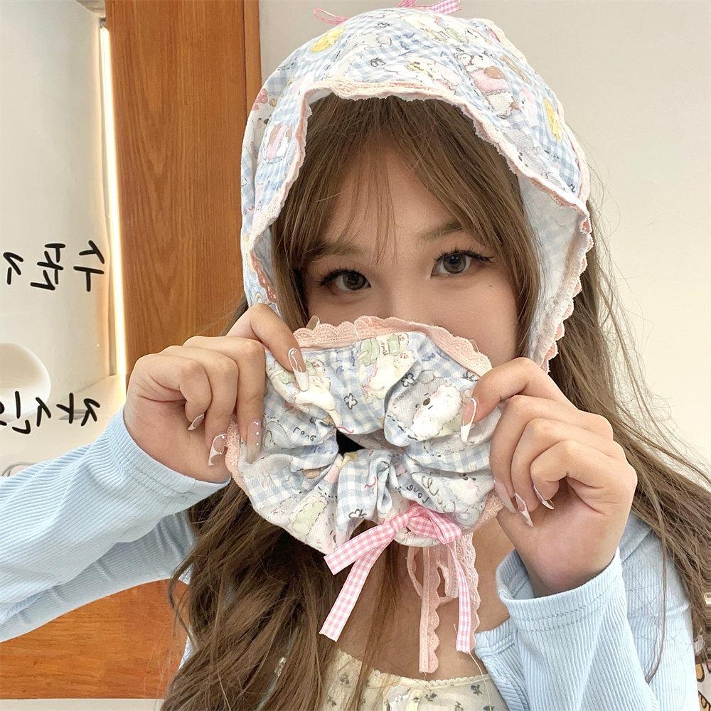 

Лолита Клетчатый платок для волос Тюрбан Толстая кишка Петля для волос Милый платок для головы Лето