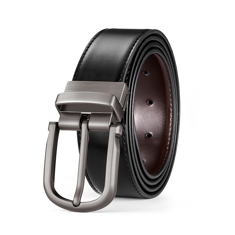 Four Seasons Available New Belt Men'S Rotating Buckle Leather Belt Men'S Needle Buckle Casual Double Sided Cowhide Pants Belt