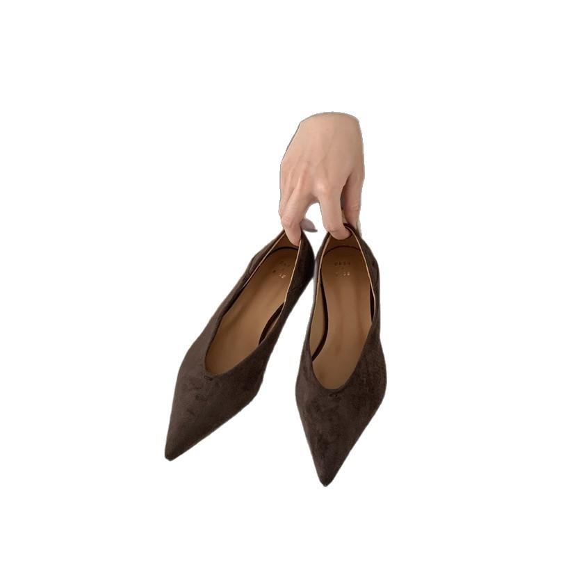 French temperament thin heel pointed single shoes women's shoes spring and autumn new niche leopard print light mouth with skirt high heels women