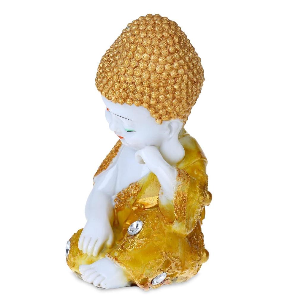 Polyresin Buddha Idol Decorative Showpiece Little Baby Monk Buddha, Showpiece for Home Decor Car Dashboard