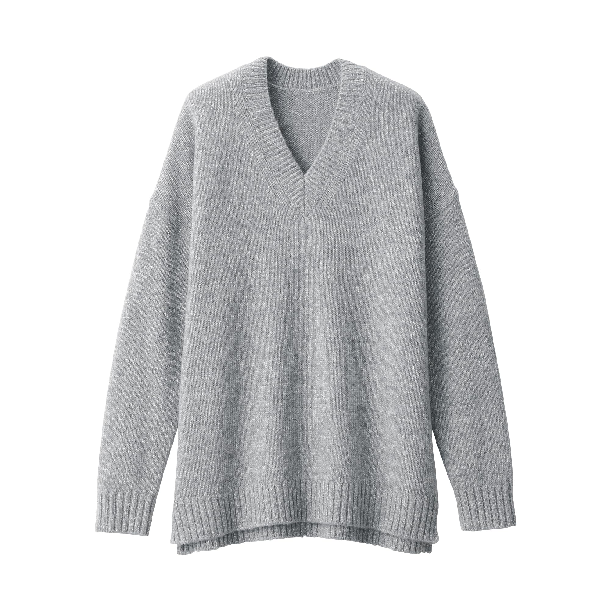 

MUJI Yak Blend Light Size M Women s V-Neck Sweater, Gray, (BA1P9A4A)