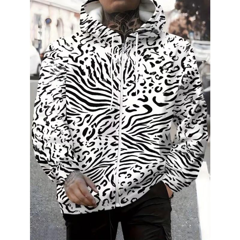 Duży rozmiar męska koszula z zamkiem błyskawicznym z cyfrowym drukiem 3D, luźna, wygodna, casualowa bluza z kapturem, modny sweatshirt w stylu ulicznym