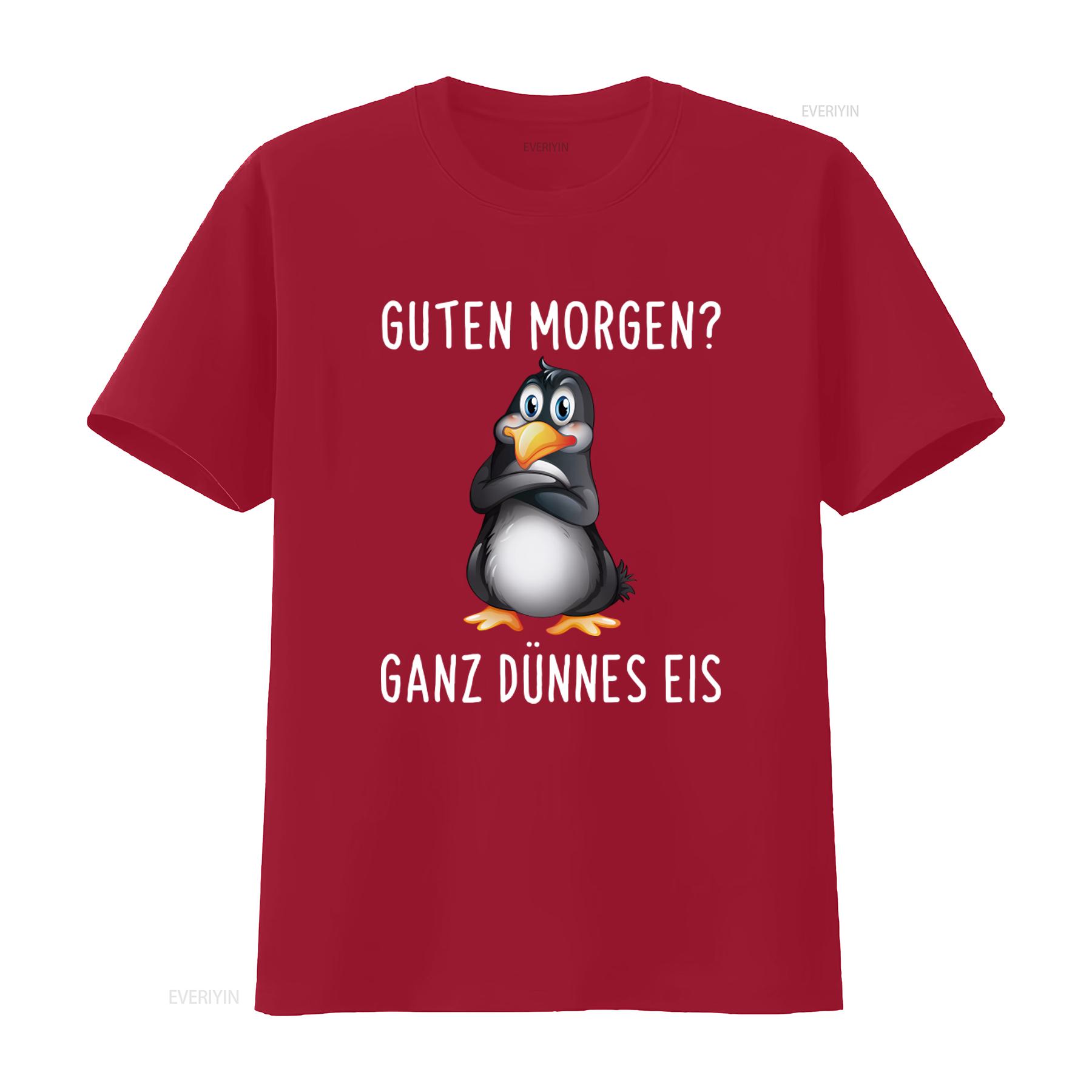

Good Morning Guten Morgen Funny Grouch Penguin T Shirt with Ganz Dunnes Eis Print vintage Washed Unisex Versatile Casual S