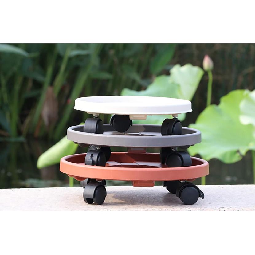 Plant Pallet Caddy with Wheels,Plant Stand Caddie Saucer Round Heavy Duty Flower Pot Rack Moving Plant Pot Saucer,Outdoor Planter Trolley Tray