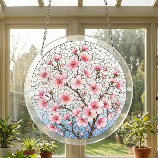 Acryl Puzzle Sonnenfänger 83 Teile DIY Sonnenfänger Bastelset für Erwachsene Buntglas Fenster Hängeornament für Haus Garten Dekoration
