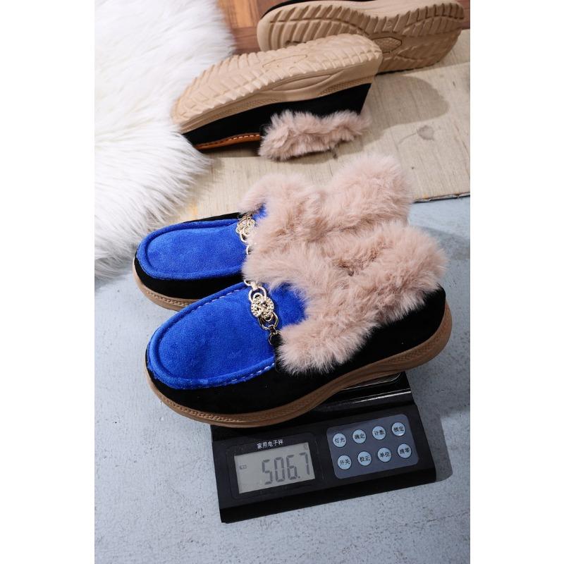 Women's Plus Size Thick Platform Low-Top Sneakers Frayed Edge Warm Cotton Shoes Comfortable Euro-American Style New Autumn Winter