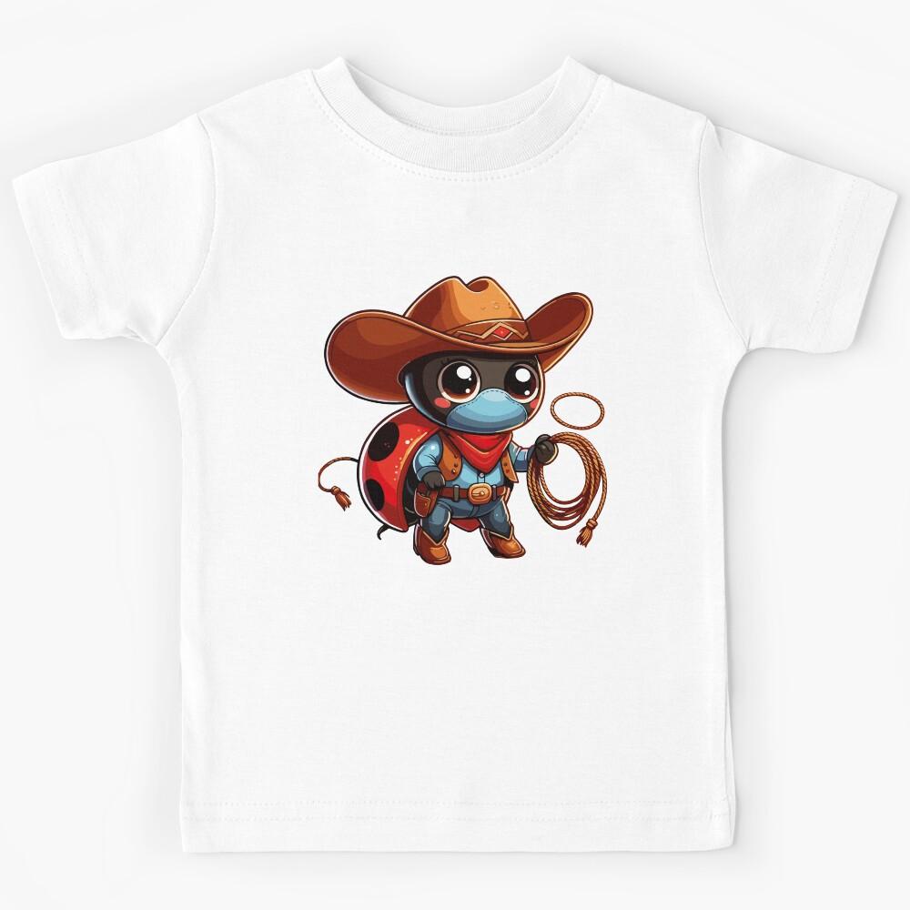 Western Rodeo Cowboy Outfit Hat Ladybug Texas Animals Kids T-Shirt 150