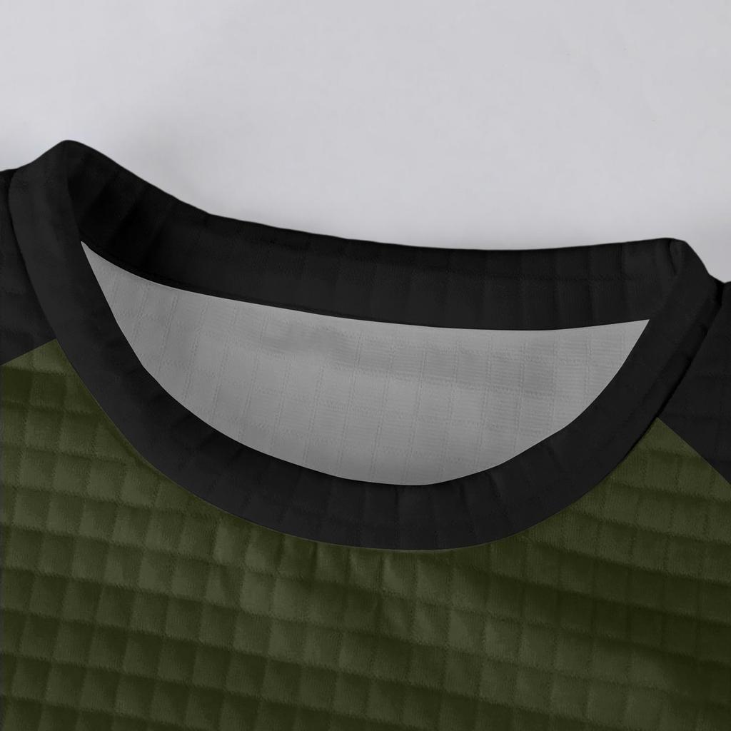 Men's Loose-fitting Casual Waffle-weave Neck Long-sleeved Top