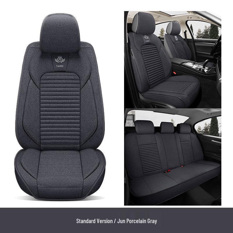 Universal Breathable Linen Seat Cover Set for Five-Seater Cars - Durable and Fully Enclosed