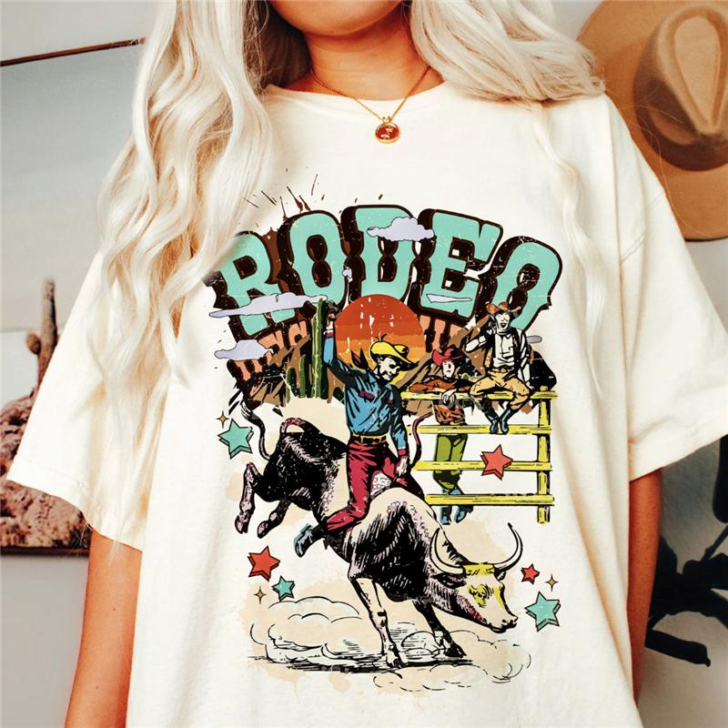 Western Denim Print T-shirt Plus Size Women Pure White Clothing Casual Trendy Short Sleeve Female O-Neck Oversize Tees