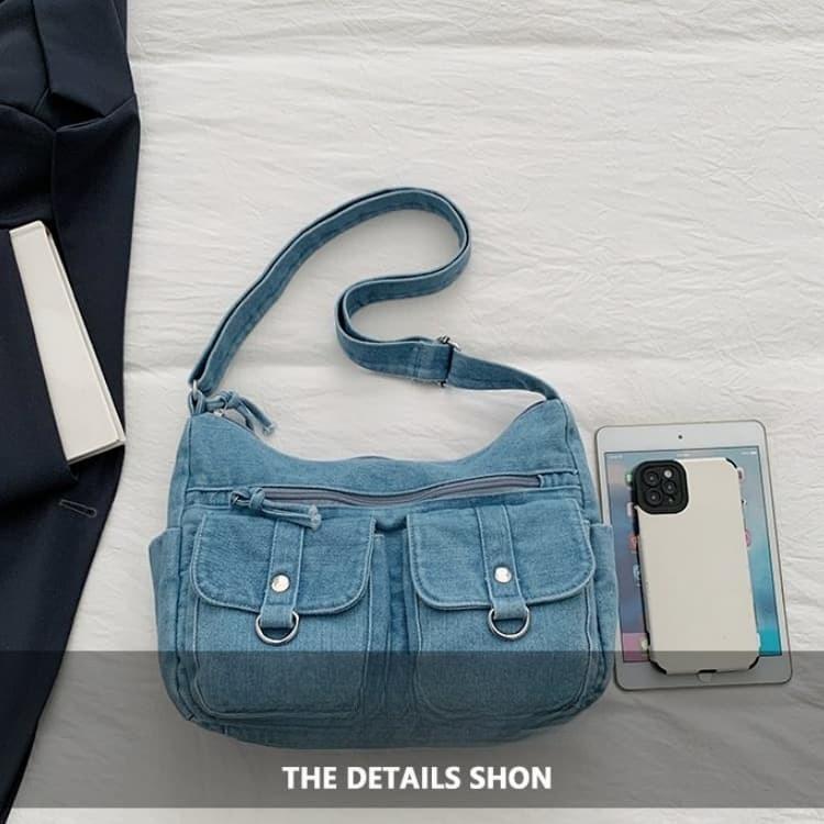 Bolso bandolera de mezclilla retro y antiguo para debajo del brazo, bandolera individual para mujer