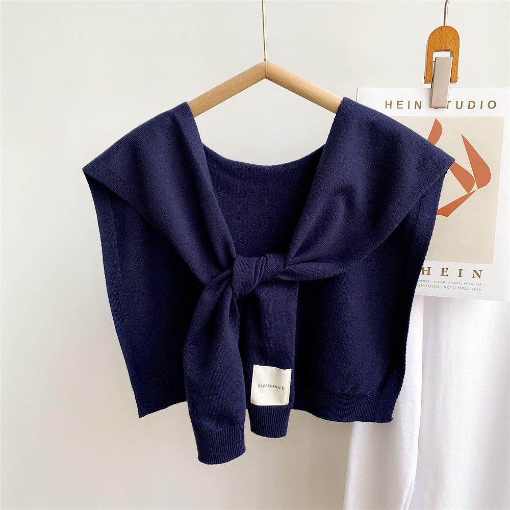 45*96cm Einfarbiger Strick-Sonnenschutzschal Dekoration Falscher Abnehmbarer Kragen Kleideraccessoires Schützt Hals Schulter