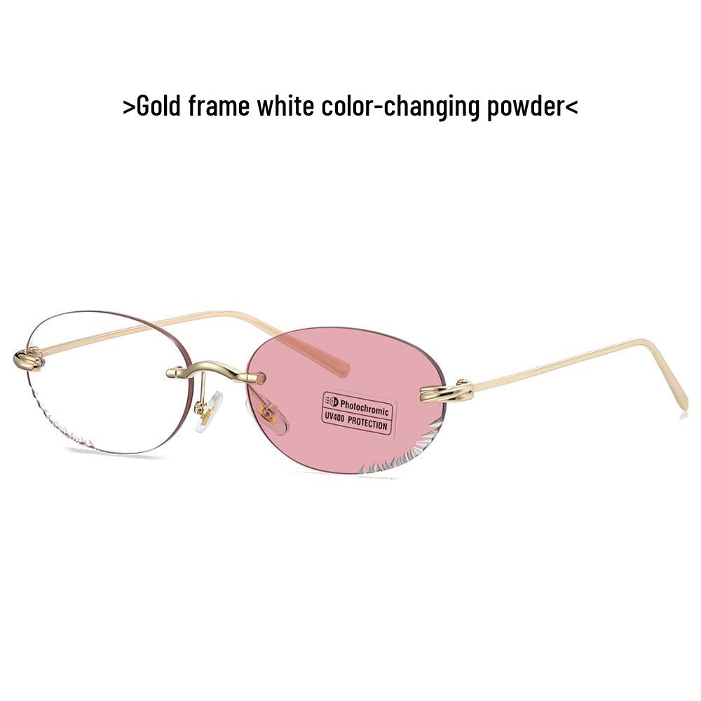 Fotochromowe Bezramowe Owalne Damskie Okulary Przeciwsłoneczne - Ochrona UV i Modny Styl INS (Model 2509)