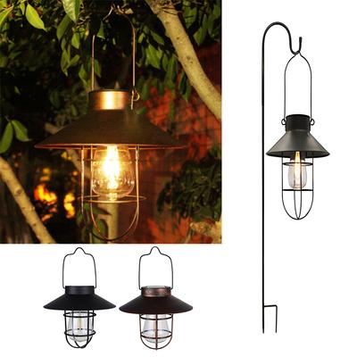 Solar Lantern Lamp Outdoor for Garden Decoration Waterproof Light Vintage Solar Lamp with Bulb Ornament for Patio Yard