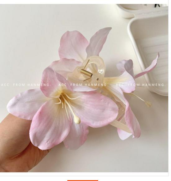 Elegant Purple Lily Flower Hair Claw Clip - Chic, High-End Design for Stunning Updos