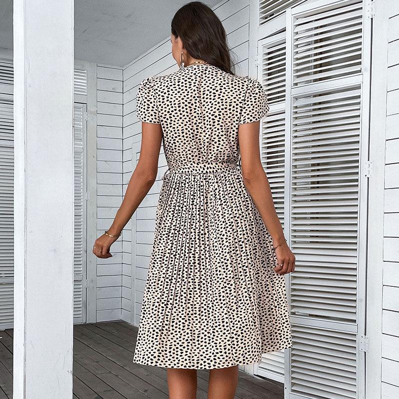 European and American V-neck Leopard Print Plus Size Summer Beach Dress