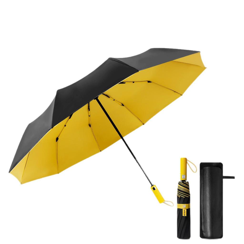 Fully Automatic 10-Rib Extra Large 125CM Black Glue Reinforced Anti-UV Dual-Use Umbrella for Sun and Rain