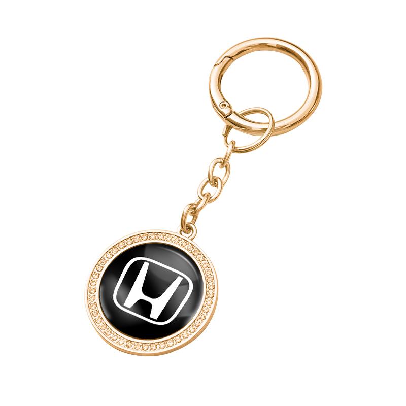 Luxury Diamond Edging Key Rings Car Logo Keychain For Honda Civic Fit Jazz Accord Pilot CRV Odyssey Passport City Shuttle HRV AS9