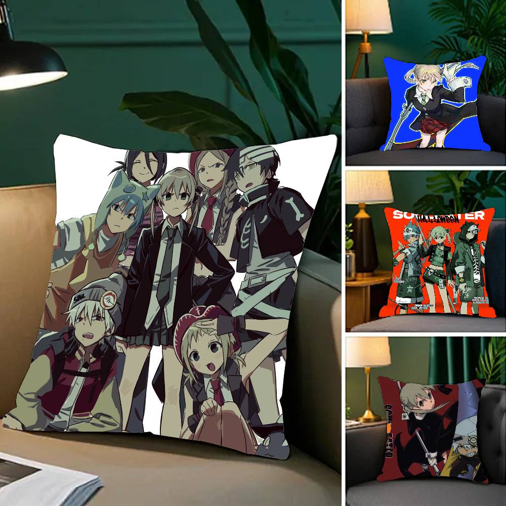S-Soul E-Eater Animation Pillow Case Fashion Square Pillowcase Bedroom Sofa Room Ins Decoration Leisure