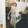 Polyester Fibre Beach Dress Bohemian Style Tassel Vest Elegant Knit Gown  Beach Vacation