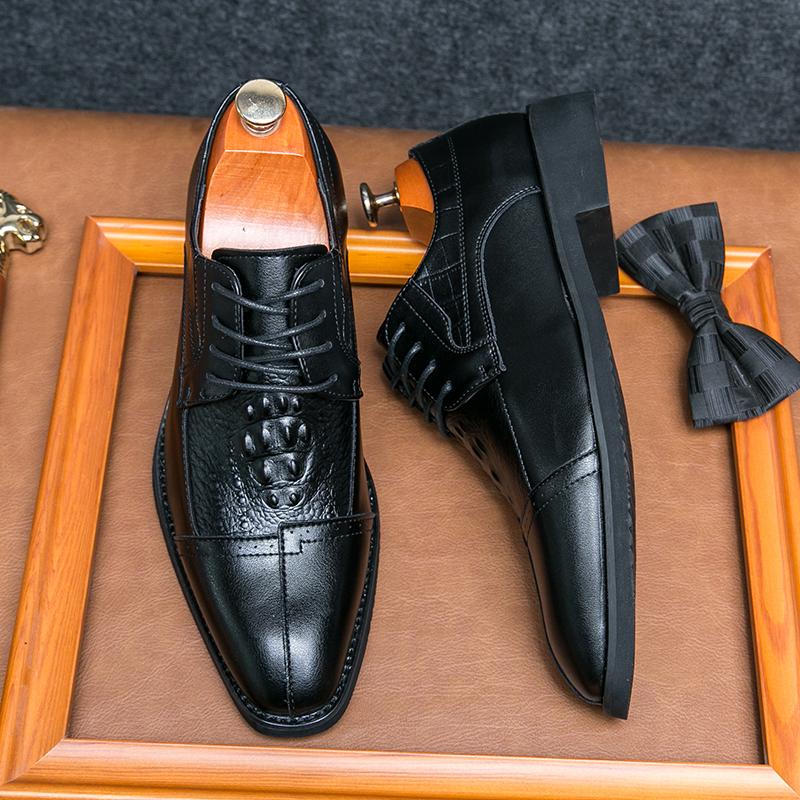 Luxury Brand Men's Banquet Formal Shoes Elegant Fashionable Men's Office Business Shoes Classic Brown Lace Up Free Delivery