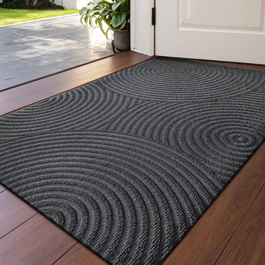 3D Geometrischer Schaber Fußmatte - Robuste Eingangsmatte für Zuhause, Rutschfeste Gummiunterseite, Stoppt Schmutz und Wasser, Schmale Kante