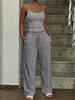Summer Casual Vacation Camisole Sport Long Pants Set Women Summer Wear