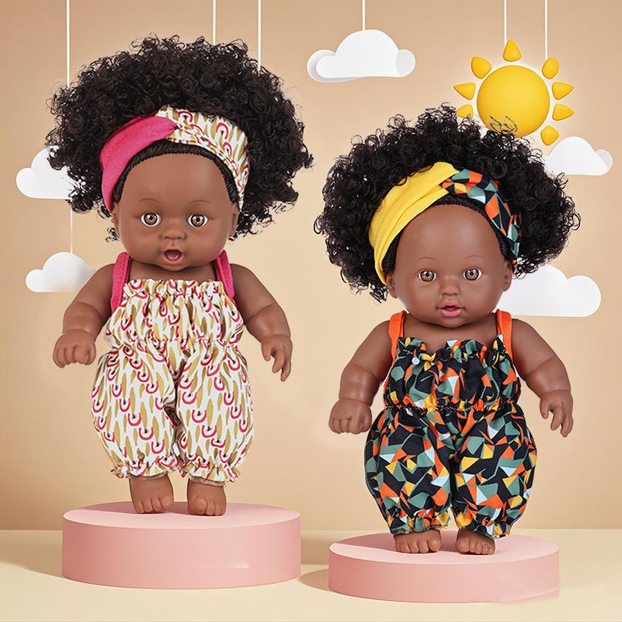 8 Inch Realistic African Baby Doll - 20cm Vinyl Reborn Doll, Cute Gift for Kids
