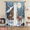 2pcs Christmas Deer Snowy Scene Printed Curtains Designed for Light Filtering Premium Material Perfect for Winter Holiday Hom