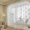 White Flower Embroidery Yarn Curtains, French Romantic Style Embroidered Yarn Curtains for Floating Window, Balcony, Living Room Bedroom Window