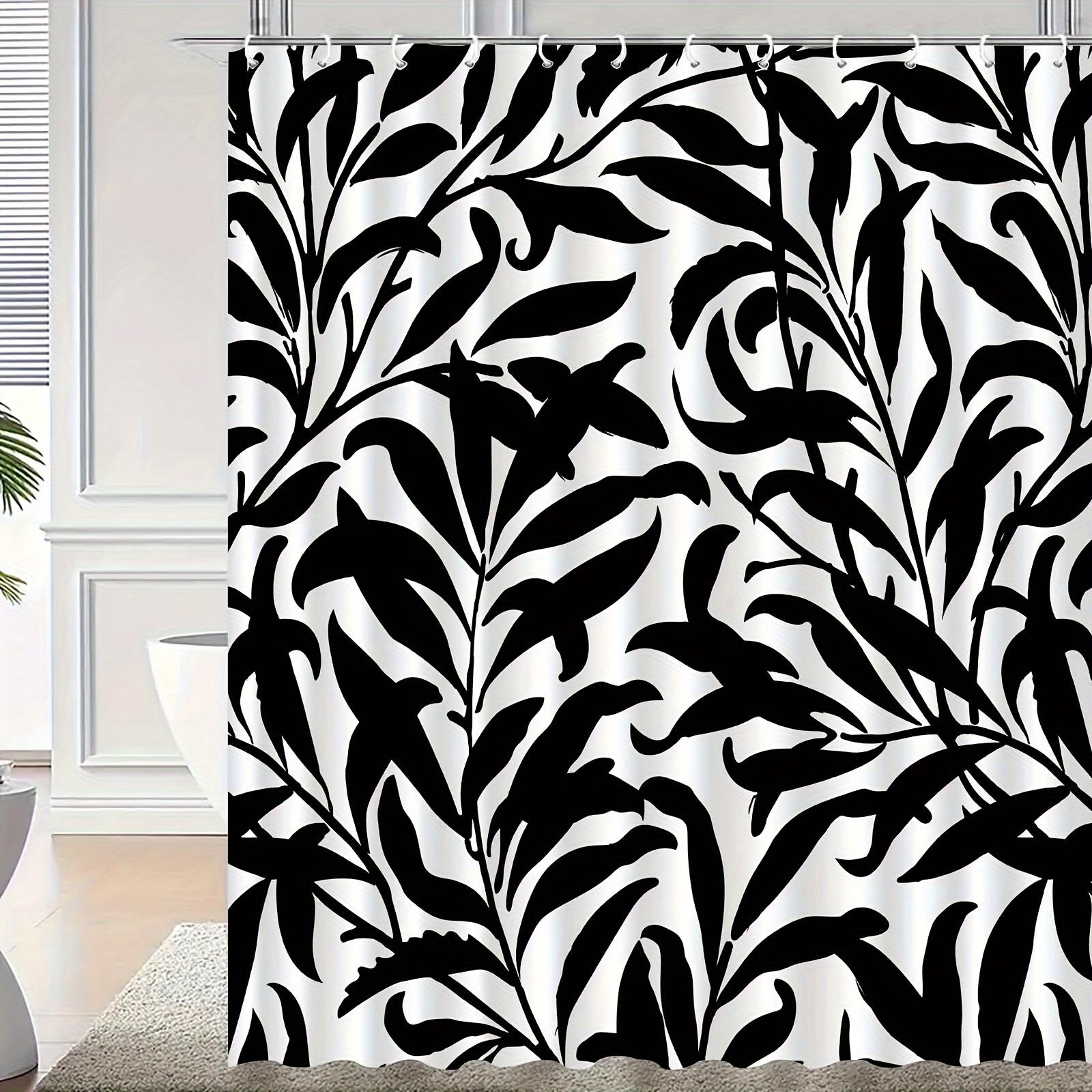 

1Pc Simple Modern Black And White Printed Shower Curtain, Polyester Fabric, Machine Washable, Suitable For Bathroom Decoration W60H190(CM)-1 Pcs