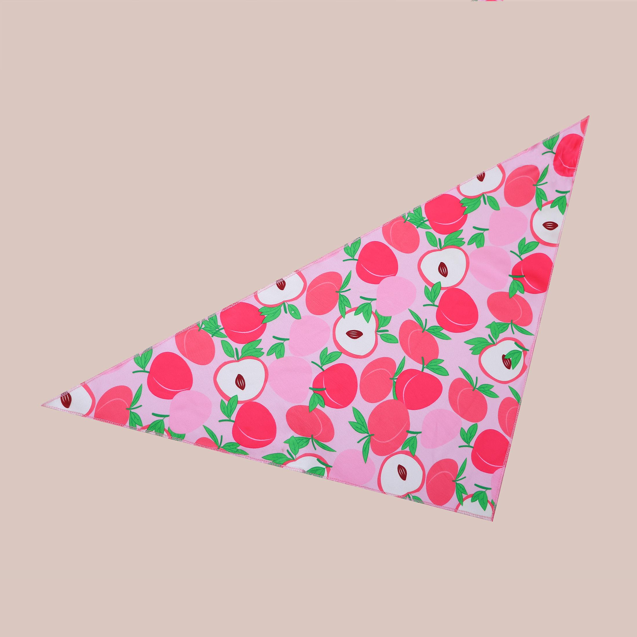 

Fruit Dog Bandana, Pomegranate & Peach Print, Silk - Like Adjustable Pet Scarf, Cute Summer Neckwear for Small/Medium Dogs Cats S персиковый