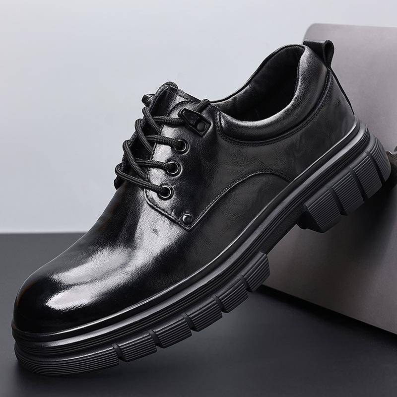 Autumn New Hand-scratched Men's Shoes First Layer Cowhide Big Head Martin Shoes Platform Business Casual Leather Shoes Men's High-end