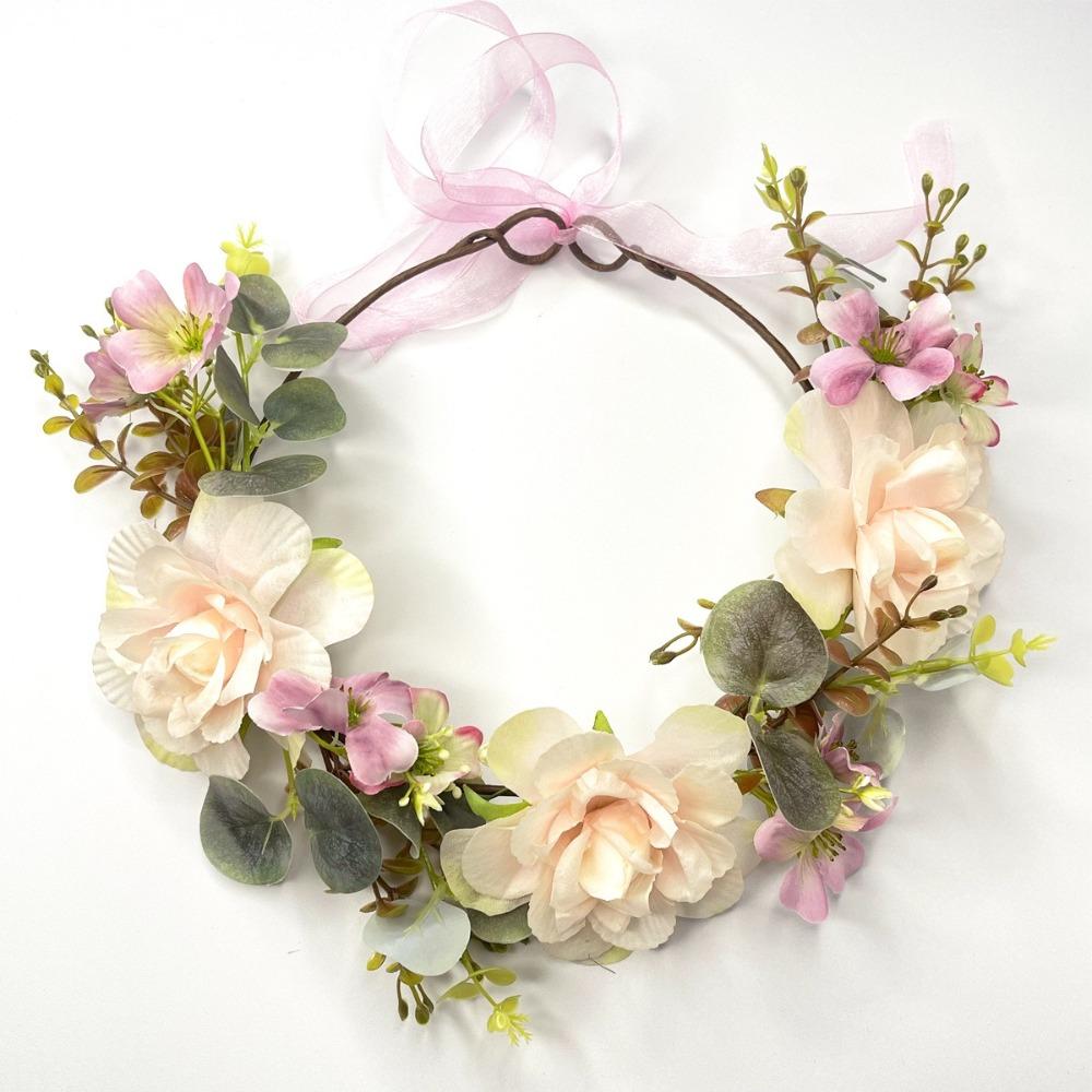 Boho Fluffy Flower Headdress Gradient Sweet Flower Crown Artificial Flower Headband Weddings
