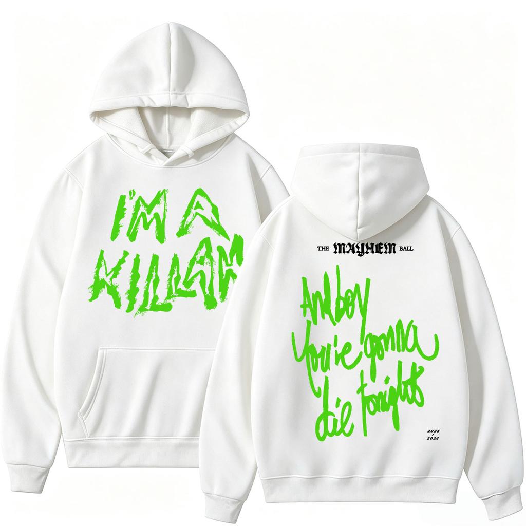 Singer Lady Gaga The MAYHEM Ball Neon Green Killah Hoodie Fashion Pop Music Vintage Sweatshirt Loose Fleece Casual Tracksuit Y2k