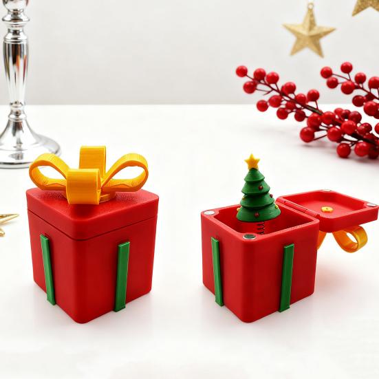 3D Printed Pop-Up Christmas Box Novelty Pranks Toy Gag Gift with Surprise Tree Festive