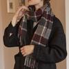 NONLOCAL Daily check wool muffler - Burgundy Check