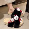 Kätzchen süße flauschige Hausschuhe Damen Oberbekleidung 2025 Herbst und Winter neu lässig Ein-Pedal dicksohlige Baumwollhausschuhe Damen