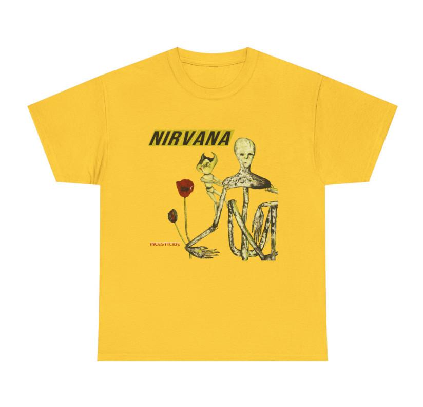Men#039;s Nirvana Incesticide Album Slim Fit Tshirt Medium Celery Unisex T-Shirt XL