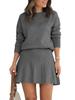 Women's Skirt Two  Piece Sweater Set Long Sleeve Sweaters Pleated Skirt Knit Sets