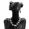 Vintage Emerald Diamond Teardrop Earrings & Necklace Evening Dress Set - High-End Luxury Women's Choker Accessories