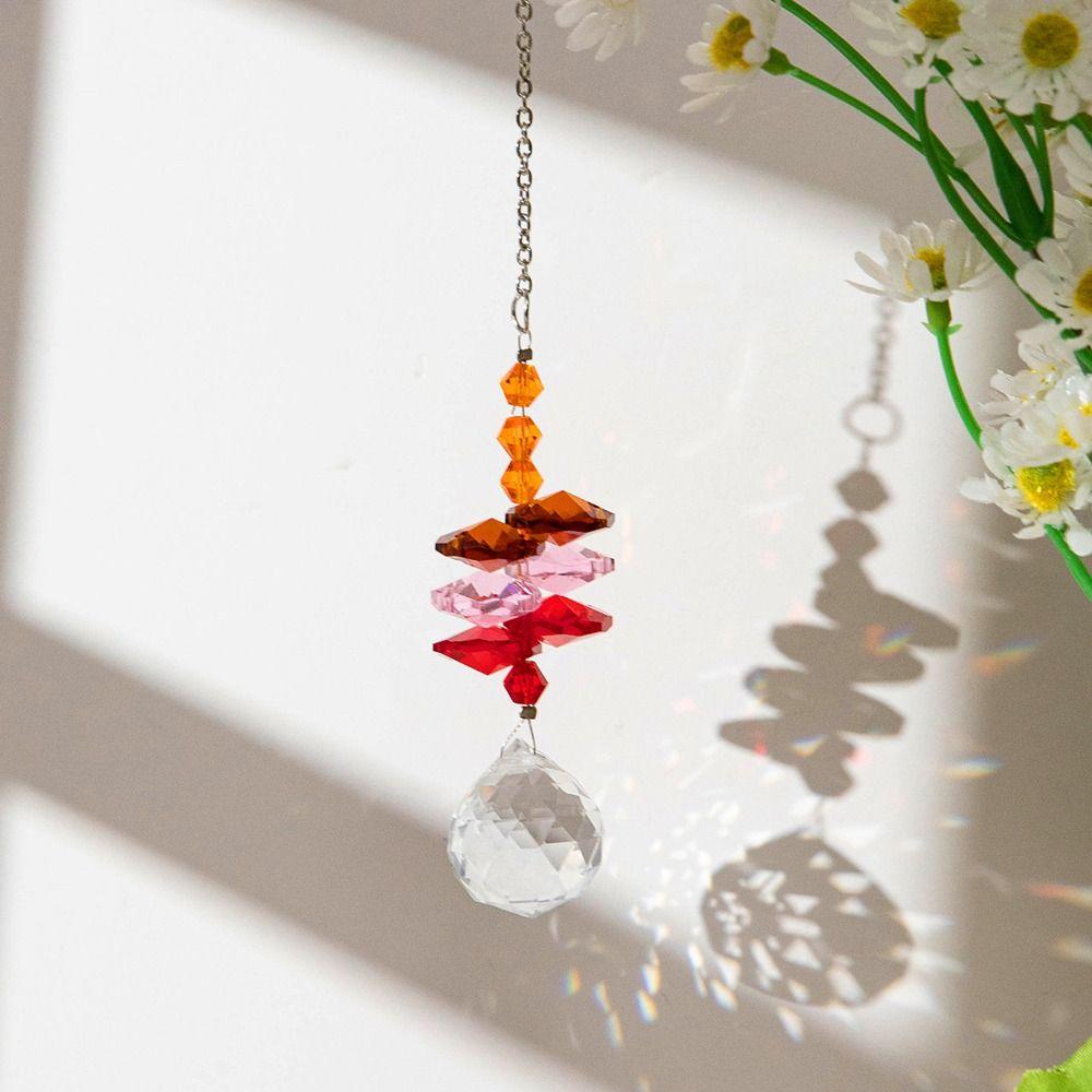 5Pcs Hanging Crystal Wind Chime Colorful Light Collection Pendant Home Decor Sun Catcher  Blessing
