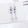 Purple Diamond Leaf Long Fringed Earrings Women's Fashion Korean Version Versatile Earrings Mori Ethnic Style Earrings
