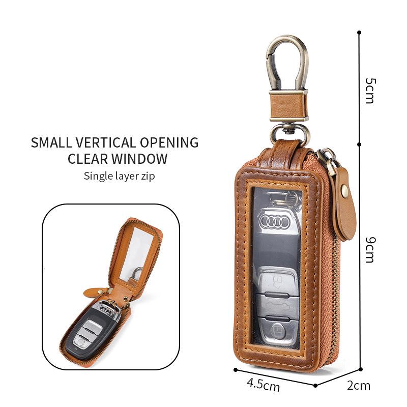 

Чехол для ключа от машины из натуральной кожи в стиле ретро, мужской, 2023 г., контрастного цвета, однослойный и двухслойный