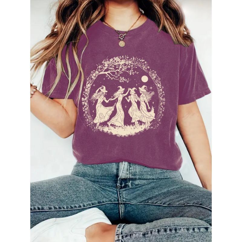 

Жіноча Літня Нова Мода Короткорука Тренд Футболка Топи з Принтом на Хелловін XXL фіолетовий/червоний